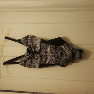 Full-Body Swimsuit Black and White print